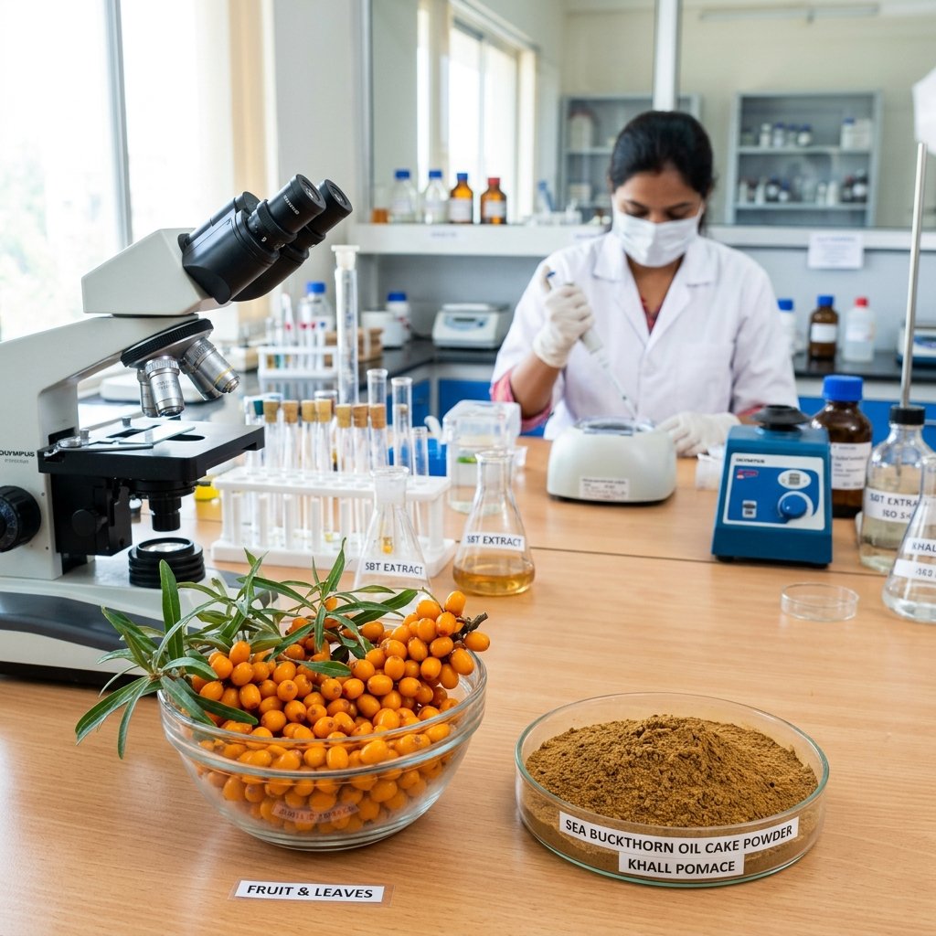 Dr. V.K. Sharma Pantnagar University Research Lab showing Sea Buckthorn and Khali